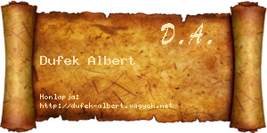 Dufek Albert névjegykártya